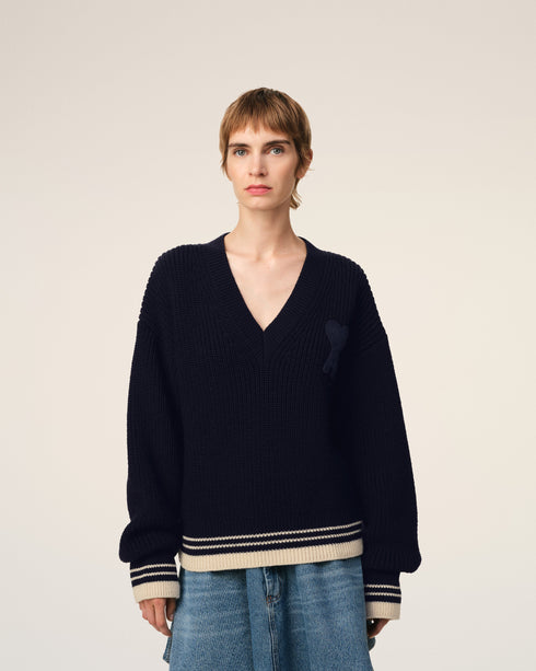 AMI PARIS Sweater in college ribs wool Unisex Apparel